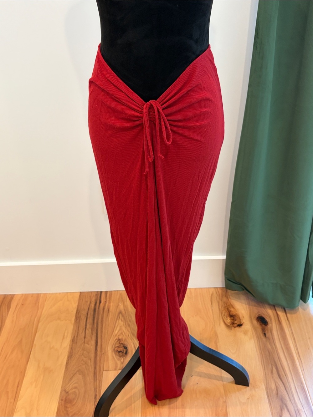 SKIMS Red Tie-Front Maxi Skirt
